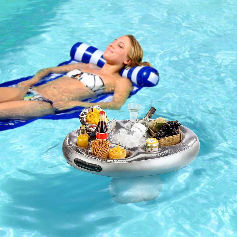 infactory Pool Bar: Floating 2-in-1 Drink and Snack Holder, Inflatable