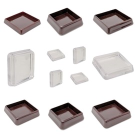 40x40mm Clear Furniture Cups, Pack of 4 Carpet Protectors for Square Furniture Legs - Made in Germany (See second image before ordering)