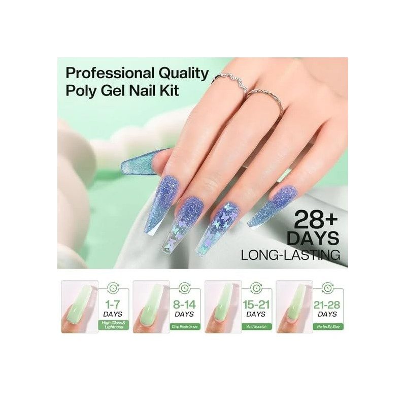 Morovan Poly Gel Nail Kit: 12 Colors Poly Gel Nail