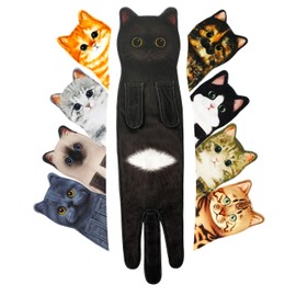 Openhahaha Cat Hand Towels for Bathroom,Funny Cat Kitchen Towels Decorative Hand Towel,Hanging Cat Towel Decor Washcloths Face Towels Absorbent Soft,Cat Towels for Cat Lovers (Black)