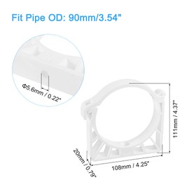 uxcell 6Pcs PPR Water Pipe Clamps, Plastic U Shaped Pipe Clamps Clips with Fixing Clip Fit for 90mm/3.54" OD Water Pipes and Tubing Hoses Support, White