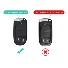 Happyit Zinc Alloy Car Key Case Cover for Jeep Grand Cherokee Chrysler 300C Renegade Fiat Freemont 360° Waterproof Protection with Tri-Color Fluorescence (2 Buttons, Matte Color)