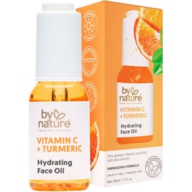 By Nature Aceite Facial Iluminador E Hidratante - Aceite De Vitamina C Y Extracto De Cúrcuma Enriquecido Con Aceite Vegetal De Escualano Para El Rostro - Revitaliza La P 1 Onza Líquida (Paquete De