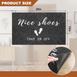 MWAZZLL Nice Shoes Take Off Doormat Non Slip Outdoor Indoor Welcome Mat Super Absorb Mud Easy to Clean Front Door Home Mats for Entrance,Patio,High Traffic Areas Grey