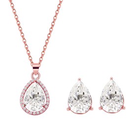 HUAYUAN I Can't Say I Do Without You | 1-4-6-8 Sets Bridesmaid Jewelry Sets for Women 18K Gold/Rose Gold/Silver Plated Necklace and Earring Set for Wedding Gifts (Rose Gold - 1 Set)