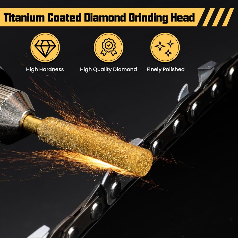 Nooklean 24PCS Diamond Chainsaw Sharpener Bits, 3 Sizes (5/32'', 3/16'',
