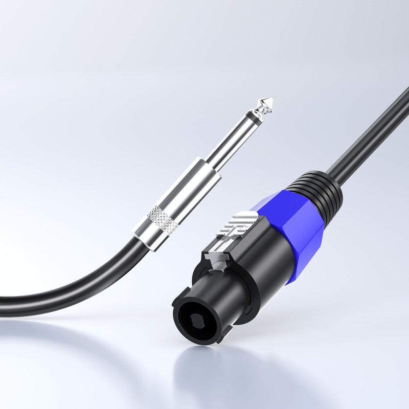 Jumwa 2pack Speakon to 1/4" TS Speaker Cables M-M for