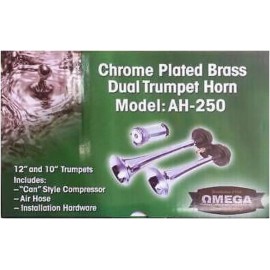 Excalibur Omega AH250 12" Chrome Plated Dual Trumpet Air Horn w/ Compressor Brand New