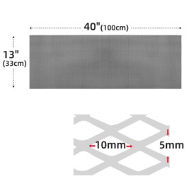 AggAuto Universal 40"x13" Car Grill Mesh - Aluminum Alloy Automotive Grille Insert Bumper 5x10mm Rhombic Hole, One of the Most Multifunctional Shape Grids 100x33cm Black