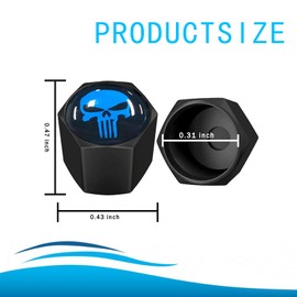 ijuicy 4 PCS Skull Tire Valve Stem Caps for Car, Airtight Dust Proof Tires Air Caps Cover, Universal Tire Air Valve Caps for Cars, Trucks, Bicycles (Blue)