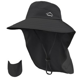 Rosoz Sun Hat for Men Women with Neck Flap,Wide Brim UPF50+ Fishing Hat with Detachable Face Cover Outdoor Sun Protection Hat