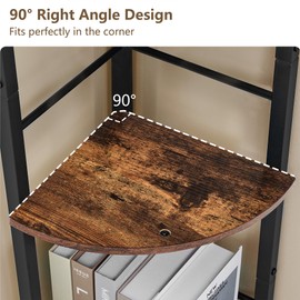 Tajsoon Tall Corner Book Shelf 4 Tier 53" Industrial Corner Ladder Shelves, Multipurpose Corner Standing Shelf with Metal Frame, Small Corner Shelf Bedroom, Living Room, Office, Kitchen, Rustic Brown