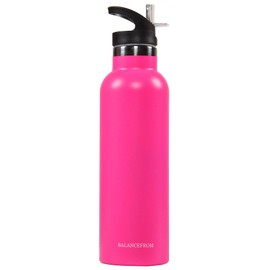 BalanceFrom Double-Wall Vacuum Insulated Stainless Steel Water Bottle, 3 Caps Included, Wide Mouth and Standard Mouth, Multiple Colors and Sizes