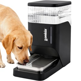 ZOMISIA Automatic Dog Water Dispenser 8L with Stainless Steel Bowl, Gravity Large Capacity Water Bowl for Dogs, 2 Gallon Pet Waterer 100% BPA Free, Black
