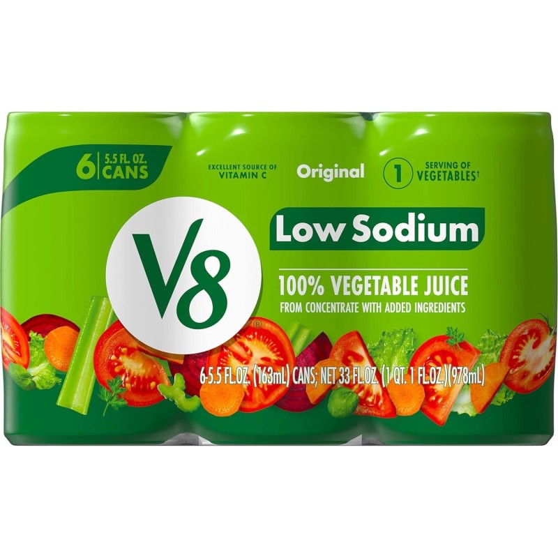 V8 Low Sodium Original 100% Vegetable Juice, 5.5 fl oz