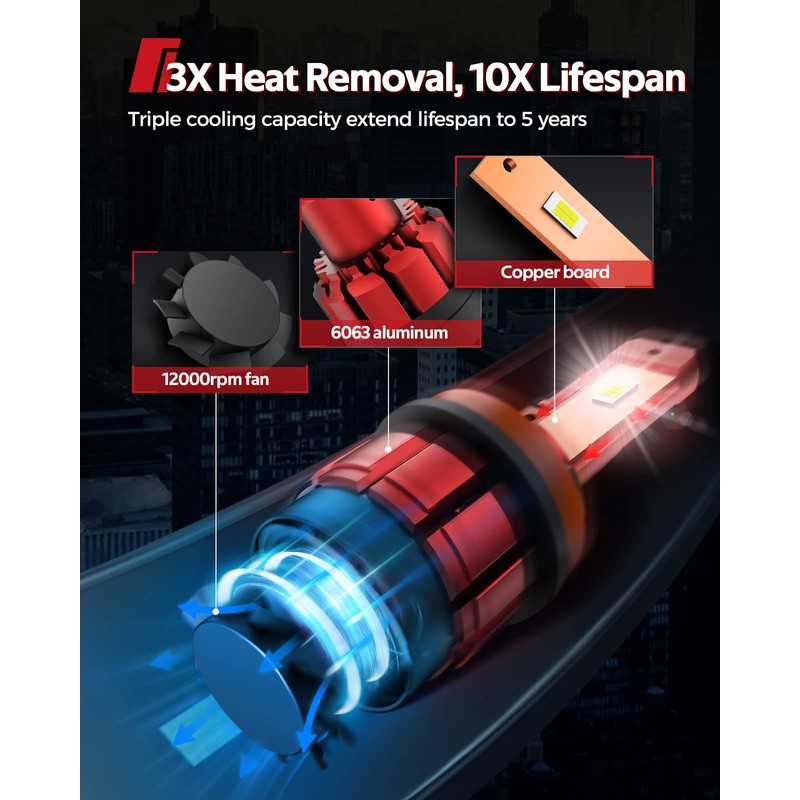 Torchbeam 9005/HB3 H11/H8/H9 LED Lights, 56000LM 9005/HB3 H11/H8/H9 White Bulbs