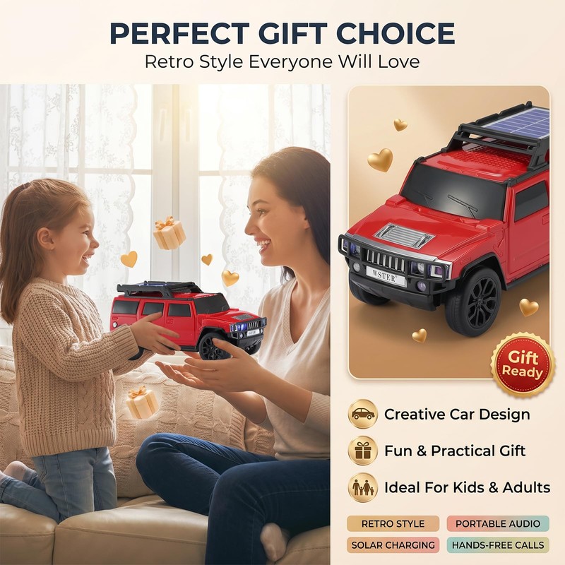 WSTER WS-696 Solar Off-Road SUV Bluetooth Speaker (Red)