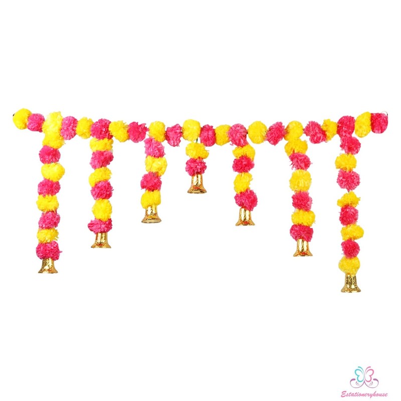 Estationeryhouse marigold toran marigold Garland with bells door valence hanging