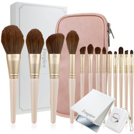 Frepice Makeup Brushes, Set of 13, Powder Brushes, Cheek Brushes, Makeup Brush Pouch, Makeup, Salmon Gem