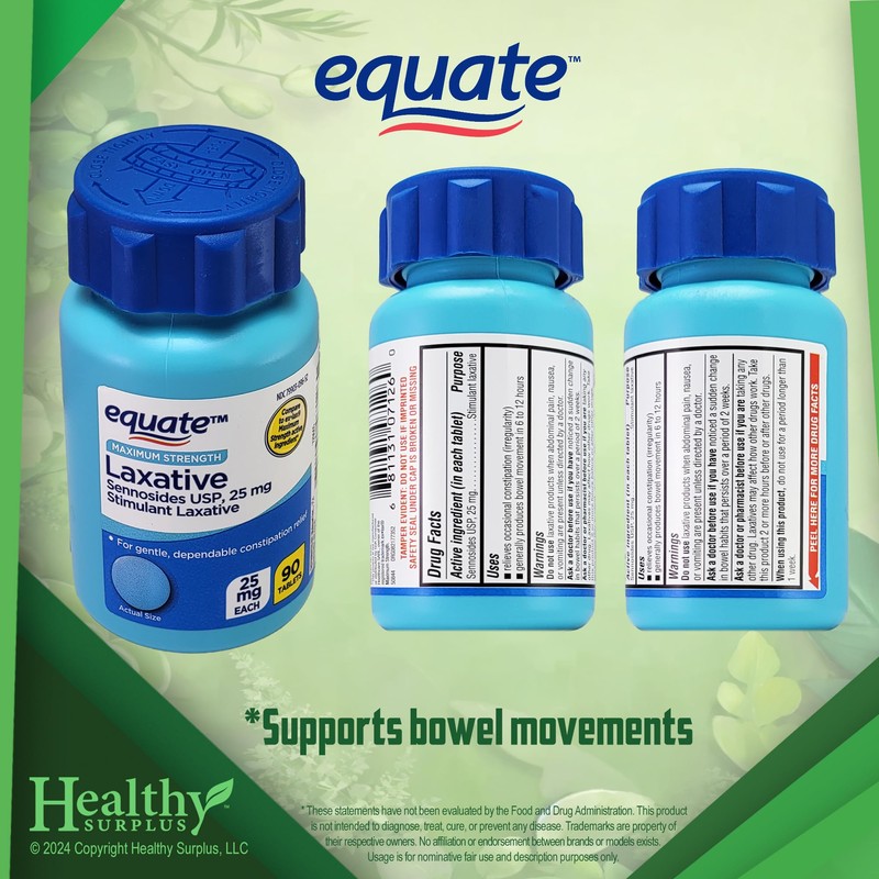 Healthy Surplus Equate Maximum Strength Stimulant Laxative, 25 mg Sennosides