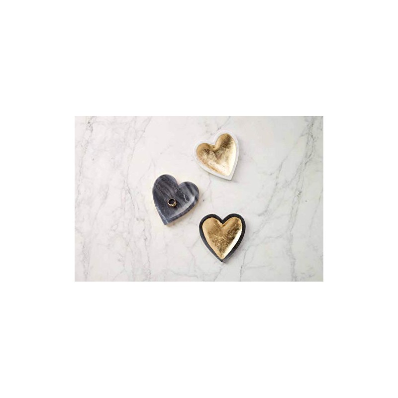 Mud Pie White Marble Foil Heart Tray