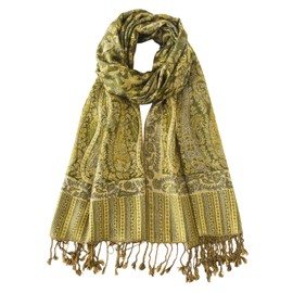 Dark Green Pashmina Scarf-Nonakgado Reversible Paisley Pashmina Rave Shawls and Wraps for Men Women(Sy2-Dark Green)