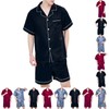 AprBean Mens Pajama Set Silky Fabric Short Sleeve Loungewear Two