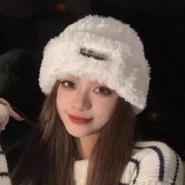 Lamerry Knit Hat, Knit Cap, Subculture Type, Y2K, Korean Style, Harajuku, Mine Type, Loose Fit, Large Hat, Autumn and Winter, Cold Protection, White, Women's White, white