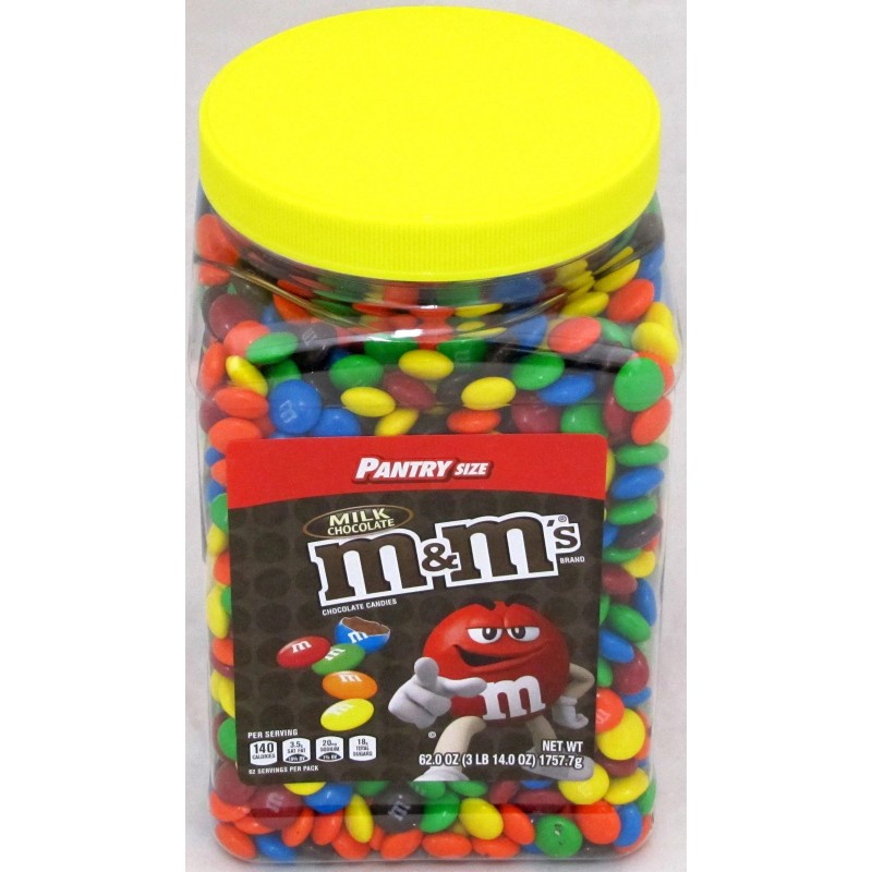 M&M's M&Ms Plain Milk Chocolate Candy Pantry Size 62oz Jar