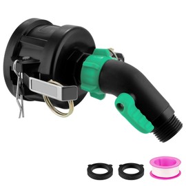 IBC Tote Adapter 2"Cam Lock IBC Tote Fitting 275-330 Gallon IBC Tank Adapter with 135 Degree 3/4"GHT Heavy Duty Plastic Garden Hose Elbow Valve IBC Tote Valve for Garden Hose