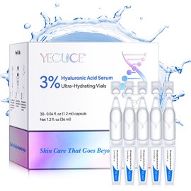 Hyaluronic Acid Tubes, 3% Hyaluronic Acid Serum Ultra Moisturising Bottles for Face & Skin, Pre-Make-up SkinCare, Anti-Ageing Serum for Sensitive Skin, Deep Moisturising Facial Serum - 30pcs/Box