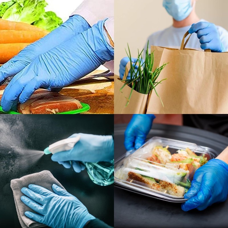 HOMESHOPA Disposable Vinyl Gloves, Blue 100Pcs Medium Powder Free, Latex