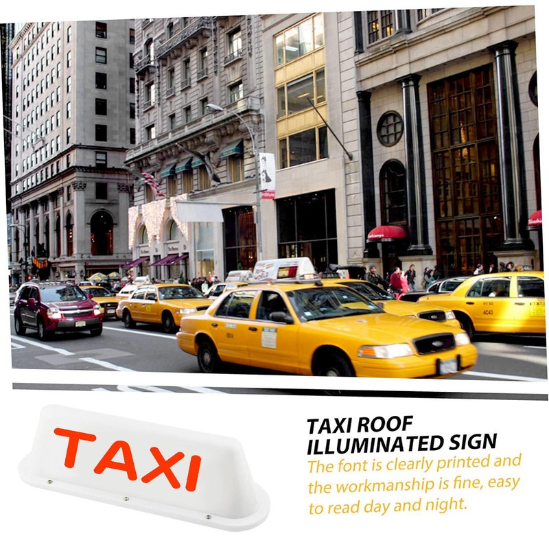 ABUKALIXIN TAXI Logo Sign Top LED Light Roof Drivers Battery
