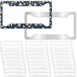 BBTO 24 Pcs Sublimation License Plate Frame Blanks, Universal Metal Aluminum License Plate Holder White Heat Thermal Transfer License Plate Covers DIY Custom Car Tags for Front Rear Frame Accessory