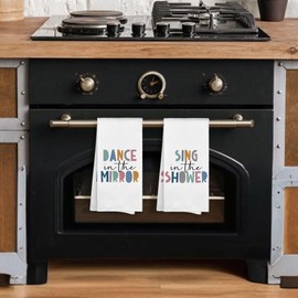 Sviojuce Kids Nursery Bathroom Decor Hand Towels 16x24 Set of 2, Dance in The Mirror Decorative Towels Gifts for Kids Baby Toddlers, Sing in The Shower Bathroom Kitchen Hand Towel Decor