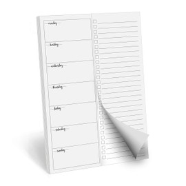 321Done Weekly Plan with Checklist Notepad – 50 Sheets (5.5x8.5) Small – Made in USA - Two Column, Minimalist to-Do Planning Memo Pad, Simple Planner Schedule Inserts Monday Start