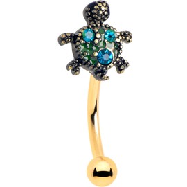 Body Candy 16G 316L Stainless Steel Bright 8mm Eyebrow Jewelry Cartilage Tragus Conch Rook Sweet Sea Turtle Eyebrow Ring 5/16”