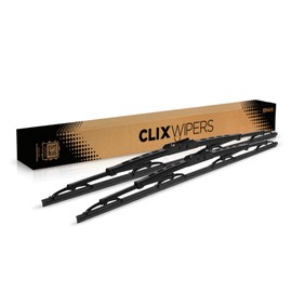 ClixWipers 2-Pack 18" + 18" Conventional Automotive Replacement Windshield Wiper Blade - All-Steel, Durable All-Weather, Easy Install for Hook + Pin Arms (Set of 2)