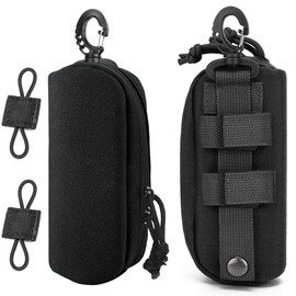 MUCHER 2 Pack Tactical Glasses Case Molle Glasses Case Shockproof Protective Box Portable Glasses Case Glasses with 2 Pieces Molle Bag Buckle for Outdoor Hiking Hunting Camping Training, black
