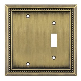 Henne Bery Sunken Pearls Heavy Duty Decorative Wall Plate Switch Plate Outlet Cover (Blank/Toggle, Antique Brass)