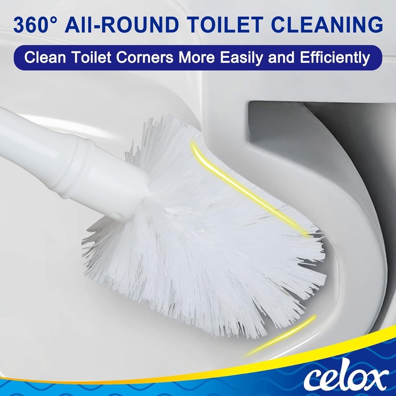 CELOX Toilet Bowl Brush and Holder, Bathroom Cleaning Kit, 2