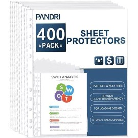 PANDRI Sheet Protectors, PANDRI 400 Pack Clear Heavy Duty Plastic Page Protectors Sh...
