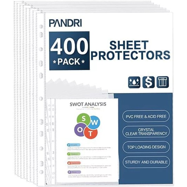 PANDRI Sheet Protectors, PANDRI 400 Pack Clear Heavy Duty Plastic