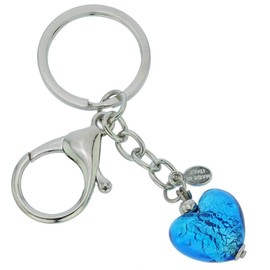 GlassOfVenice Murano Glass Heart Keychain - Aqua Blue
