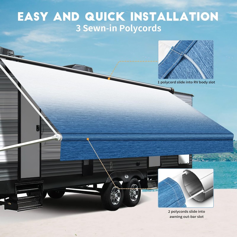 Heavy Duty RV Awning Fabric Replacement - 19.5oz Vinyl Camper