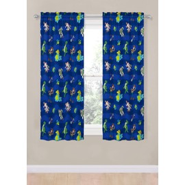 Jay Franco Kids Window Drapes - 4 Piece Curtain Set Includes 2 Tiebacks, Beautiful Bedding Room Décor and Easy Set Up, Blue - Toy Story, 63 Inch