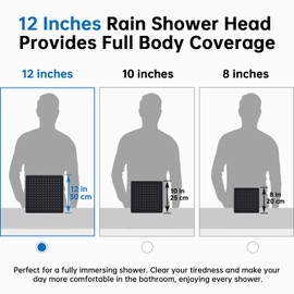 G-Promise All Metal 12 Inch Rainfall Shower Head with Handheld Spray Combo| 3 Settings Diverter|Adjustable Extension Arm with Lock Joints |71 Inches Stainless Steel Hose (Matte Black)