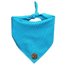 Spoilt Rotten Pets Turquoise White Star Small Dog Size, Tied Neckerchief Dog Bandana Fancy Dress Dog Costume (Small Fits Up To 16" Neck, White Tiny Star Pattern Turquoise)