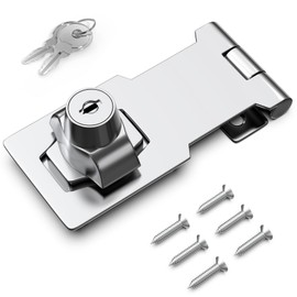 I-EASYDWW 3 Inch Keyed Hasp Lock for Cabinets & Small Doors, Twist Knob Design, Heavy Duty Zinc Alloy with Chrome-Plated Iron, Includes Keys & Screws, Silver