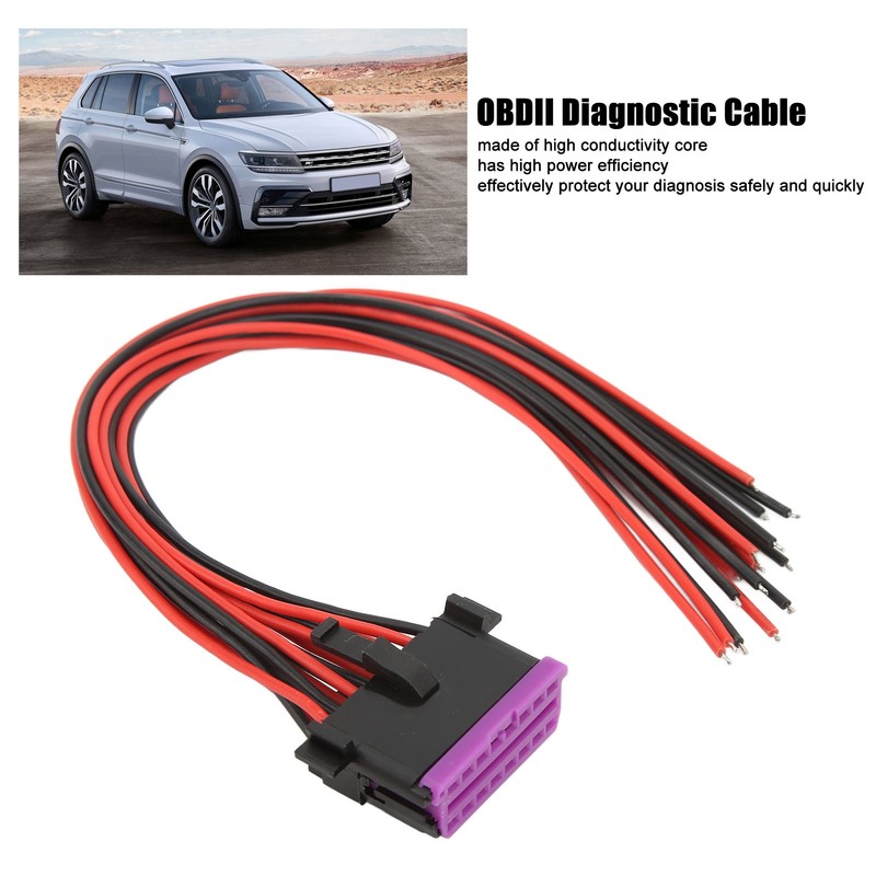 3 Pcs 16 Pin OBD2 Female Connector Cables 30cm J1962